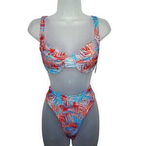 Vetchy Laguna Bikini Set XL Swimsuit Palm Print Underwire NEW Tropical Hawaiian
